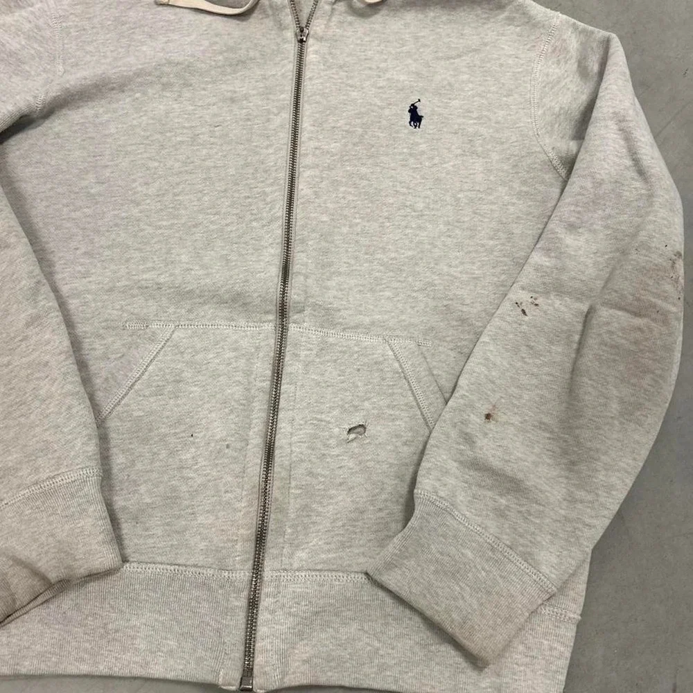 Vintage Polo Ralph Lauren Distressed Grey Zip Up Sweatshirt